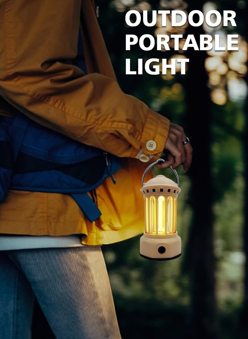 Poweruck Rechargeable LED Camping Lantern with 3 Adjustable Light Modes, IPX4 Waterproof Lightweight Electric Outdoor Lamp, Portable Lanterns for Power Outages, Beige