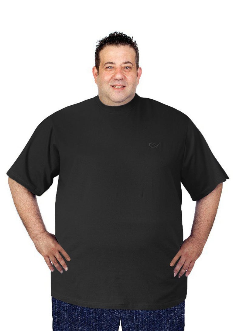 Plus Size  Plain Black T-Shirt  for Men