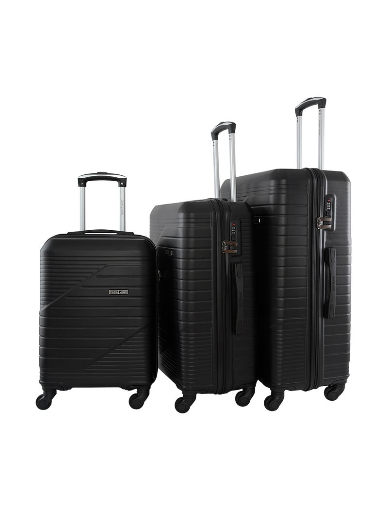 3 Piece ABS Hardside Spinner Luggage Trolley Set 20/24/28 Inch Black