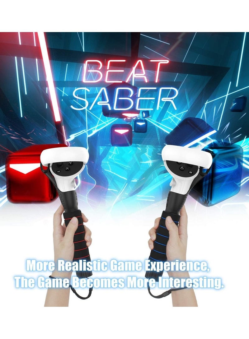 Dual Handles Extension Grips for Oculus Quest,Quest 2 or Rift S Controllers Playing Beat Saber Games