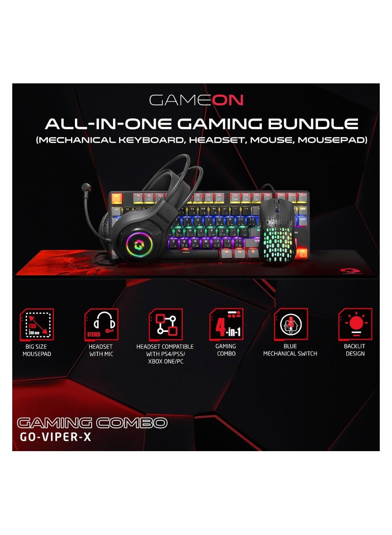 VIPER X All-In-One Gaming Bundle (Mechanical Keyboard, Headset, Mouse & Mousepad) BLACK