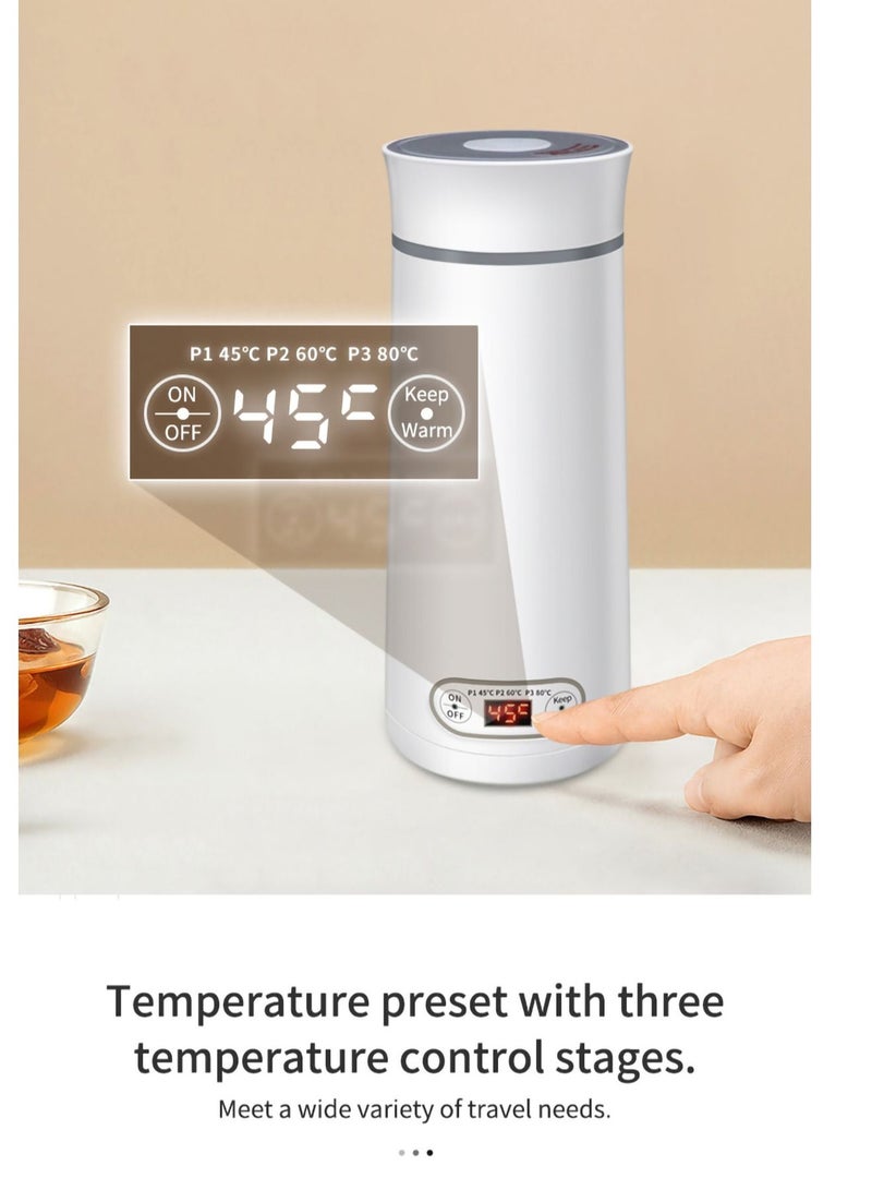 Travel Kettle Electric Small - Portable for Mini Hot Water Boiler/Maker/Warmer/Heater Tea Size One Cup Bottle/Thermos Boil Single/Personal, White