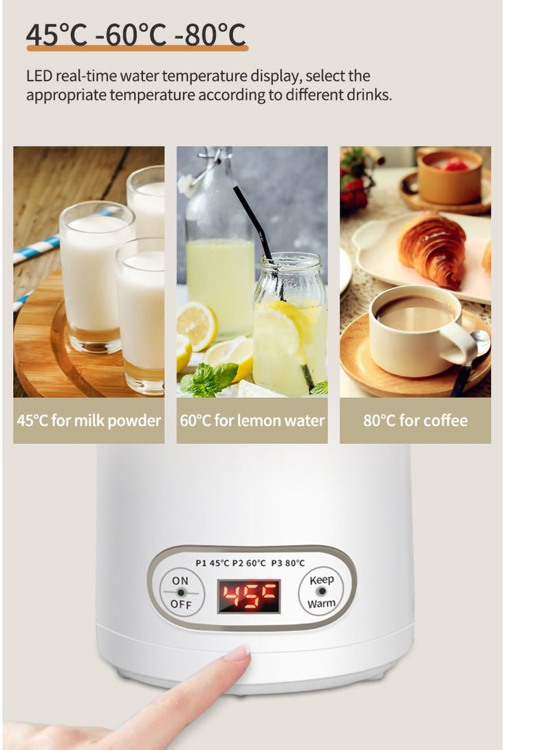Travel Kettle Electric Small - Portable for Mini Hot Water Boiler/Maker/Warmer/Heater Tea Size One Cup Bottle/Thermos Boil Single/Personal, White