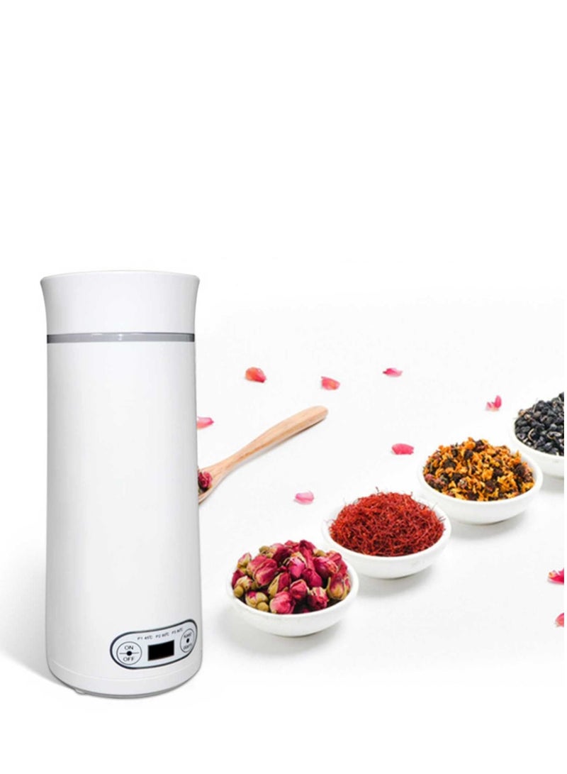 Travel Kettle Electric Small - Portable for Mini Hot Water Boiler/Maker/Warmer/Heater Tea Size One Cup Bottle/Thermos Boil Single/Personal, White