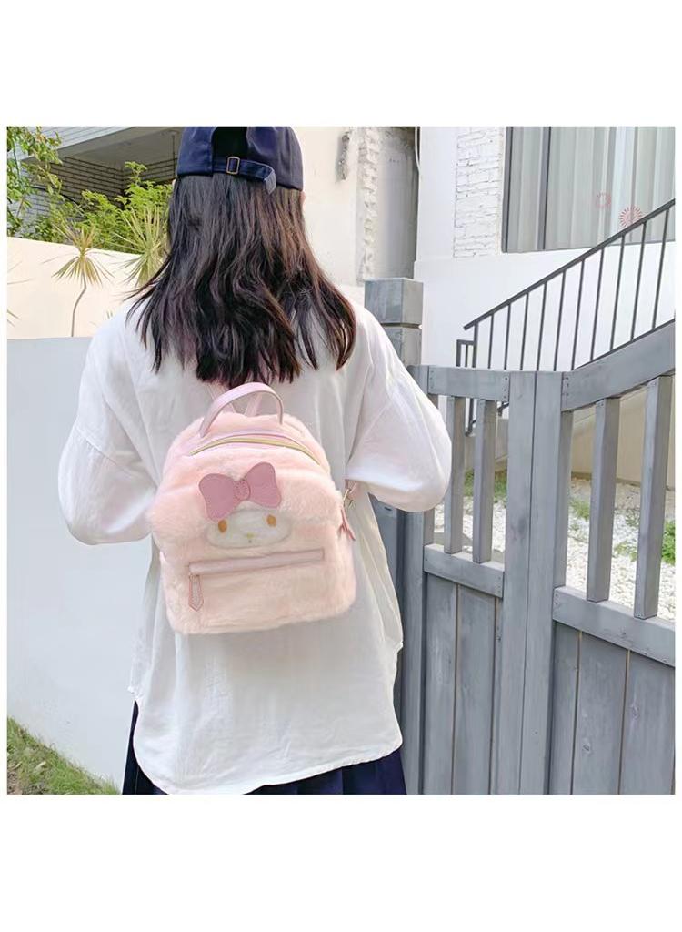 Kawaii MyMelody Sanrio Cartoon Plush Backpack Student Sweet Style Large Capacity Backpack Anime Backpack