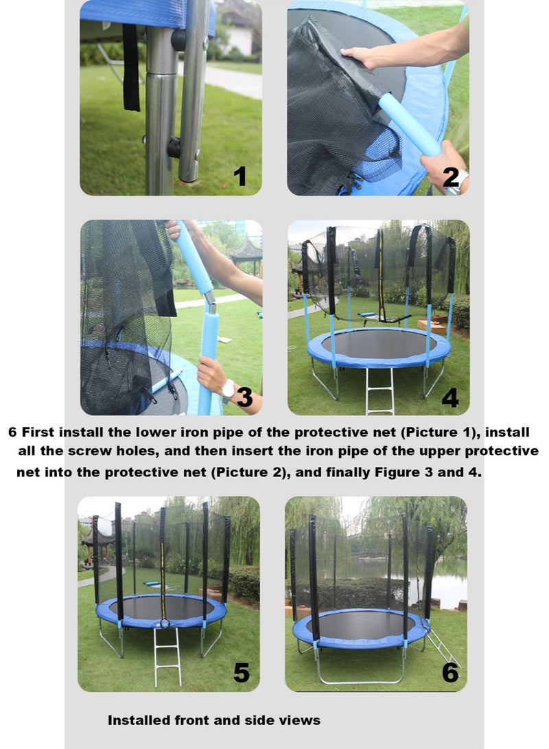 Trampoline For Kids with Safety Fence Protection Net Fitness Bounce Net Outdoor Jumping Bed Parent-child Game Fitness Equipment 6FT