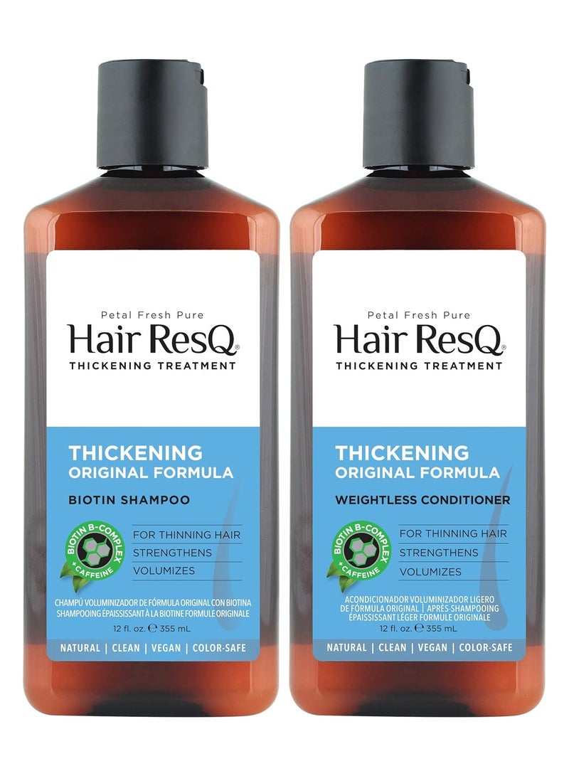 Hair Resq Original Formula Natural Thickening Biotin Shampoo & Weightless Conditioner For Noticeably Thinning Hair Strengthens & Volumizes Vegan & Crueltyfree 2 Count (Bundle)
