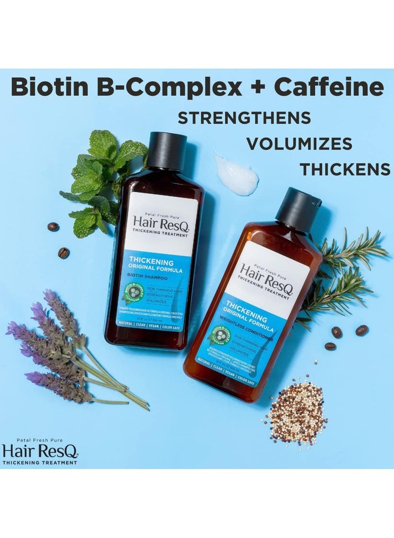 Hair Resq Original Formula Natural Thickening Biotin Shampoo & Weightless Conditioner For Noticeably Thinning Hair Strengthens & Volumizes Vegan & Crueltyfree 2 Count (Bundle)