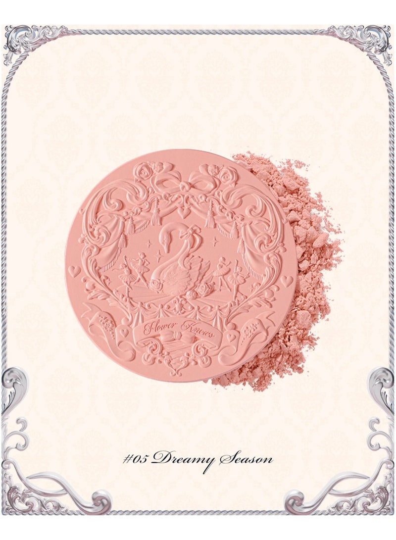 Swan Ballet Embossed Blush, Flocked Mist Embossed Cheek, Inflated Color, Matte, Classic Makeup - 5g (05 Dreamy Season)