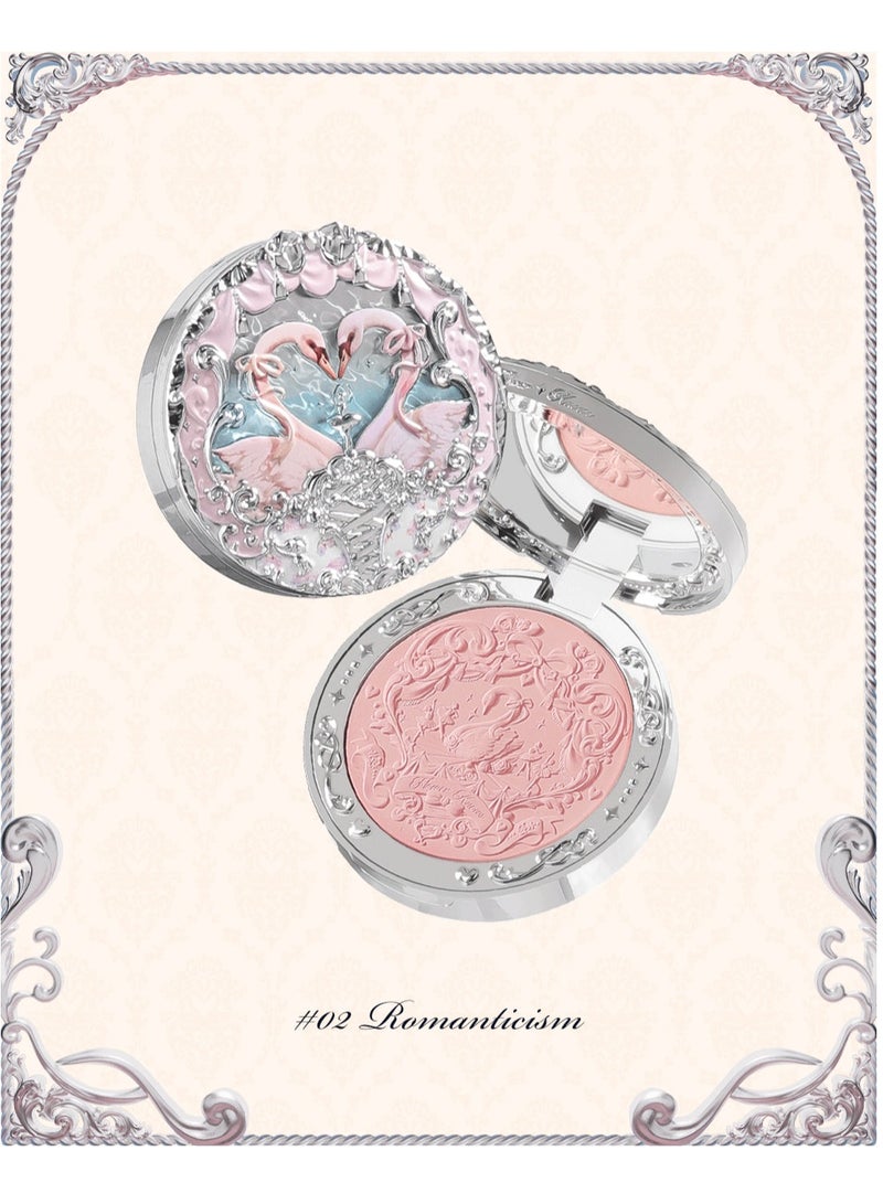 Swan Ballet Embossed Blush, Flocked Mist Embossed Cheek, Inflated Color, Matte, Classic Makeup - 5g (02 Romanticism)