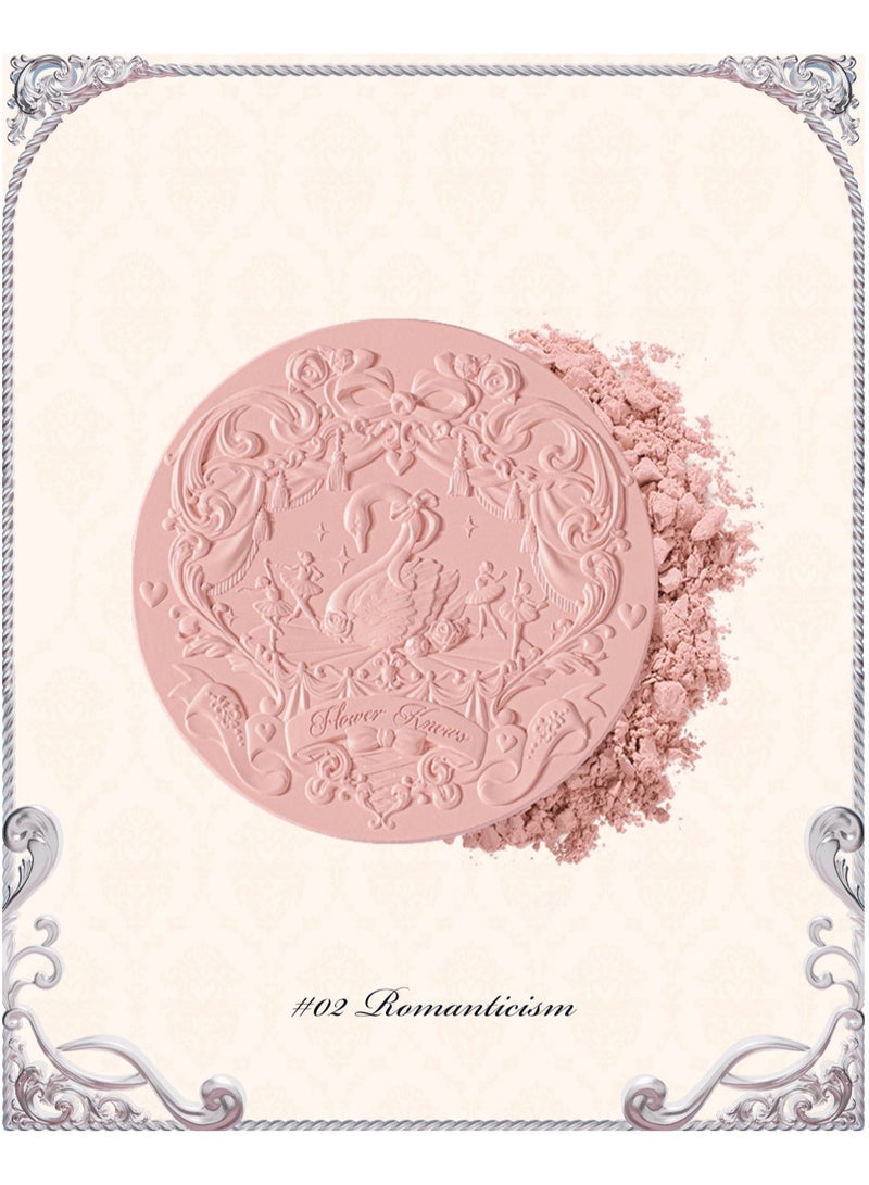 Swan Ballet Embossed Blush, Flocked Mist Embossed Cheek, Inflated Color, Matte, Classic Makeup - 5g (02 Romanticism)