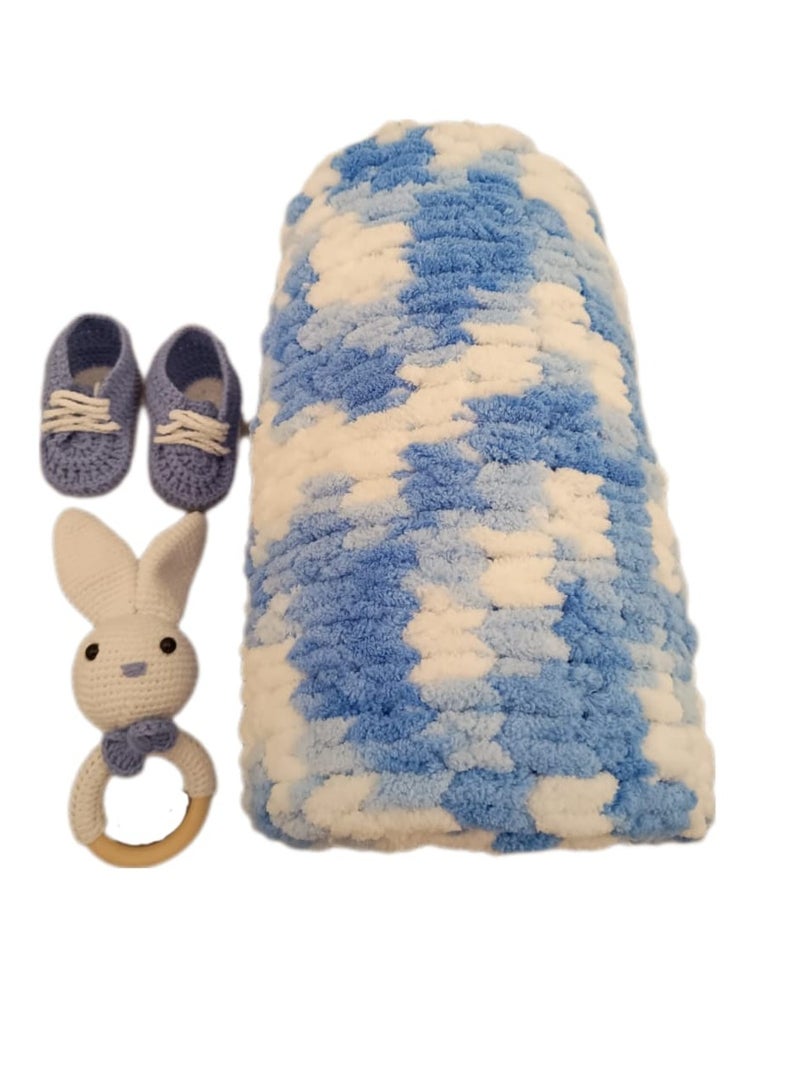 Pikkaboo-HeavenlyHugs Mr. Rabbit Crochet Teether, Booties, and Blanket Set