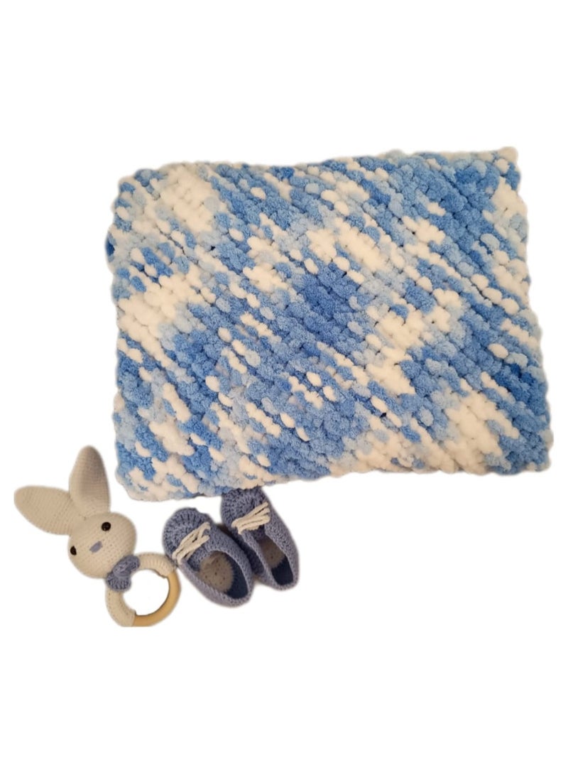 Pikkaboo-HeavenlyHugs Mr. Rabbit Crochet Teether, Booties, and Blanket Set