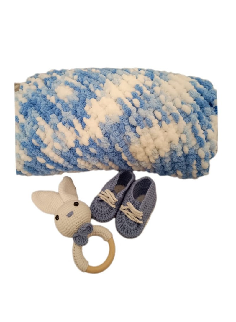 Pikkaboo-HeavenlyHugs Mr. Rabbit Crochet Teether, Booties, and Blanket Set