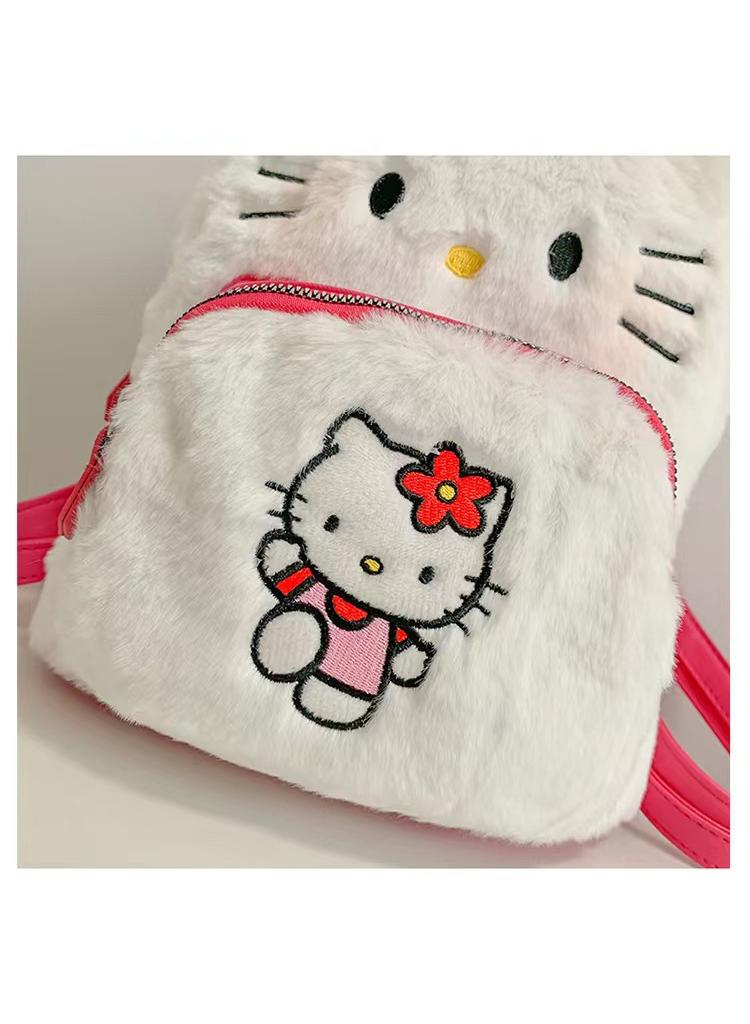 Hello Kitty Cartoon Plush Backpack Student Sweet Style Large Capacity Backpack Anime Backpack