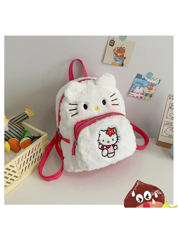 Hello Kitty Cartoon Plush Backpack Student Sweet Style Large Capacity Backpack Anime Backpack