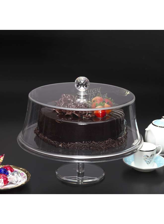 Acrylic Round Cake Stand white Cover 25 cm