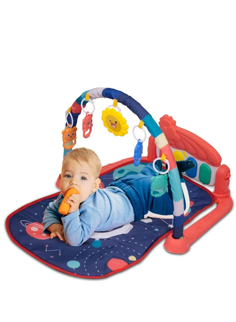 Baybee Kick & Play Piano Playgym for Babies, Activity Play Gym for Baby with Rotating Piano, 5 Hanging Rattle Kids Toys Baby Crawling Mat for Newborn Baby Play Gym for Baby 0 to 12 Month Boy Girl DBL