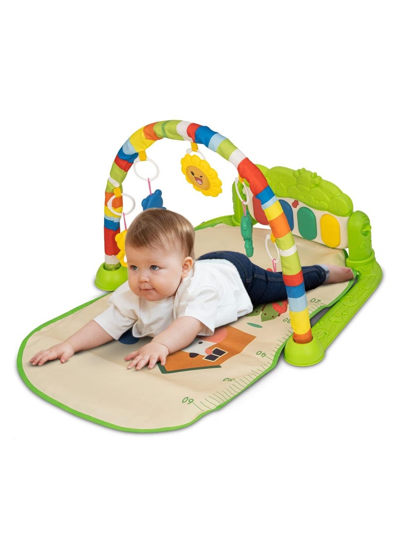 Baybee Kick & Play Piano Playgym for Babies, Activity Play Gym for Baby with Rotating Piano, 5 Hanging Rattle Kids Toys Baby Crawling Mat for Newborn Baby Play Gym for Baby 0 to 12 Month Boy Girl GR