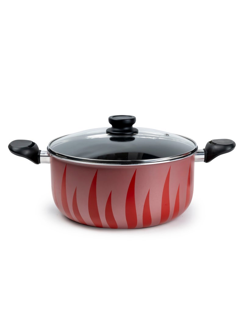 SENSTAN Flame Design Non-Stick Casserole with Lid and, Stew Pot Suitable for Gas, Electric, Induction, and Ceramic Stove - 28cm