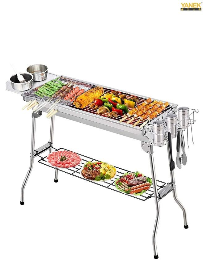 Stainless Steel Folding BBQ Camping Grill Large