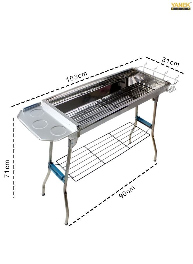 Stainless Steel Folding BBQ Camping Grill Large