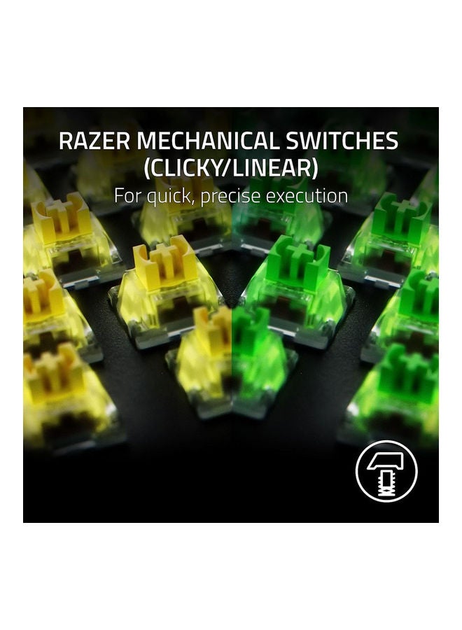 BlackWidow V4 X - Mechanical Gaming Keyboard, Arabic Layout, Green Switches Tactile & Clicky, 6 Dedicated Macro Keys, Chroma RGB, Doubleshot ABS Keycaps - Black