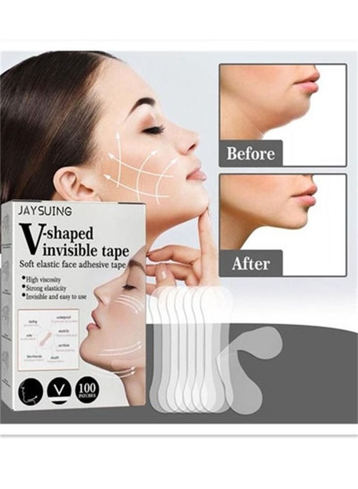 V Line Face Lift Tape 100PCS Face Lifting Invisible Lighten Fine Lines Lift Tighten Waterproof Face Tape Invisible V Shaped