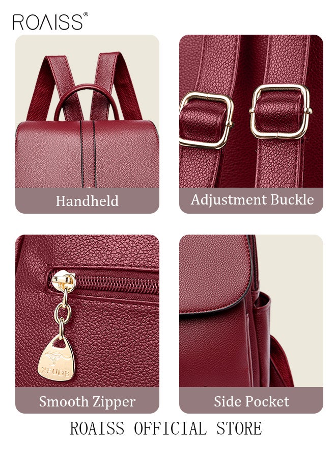 Women Leather Backpack with Cowhide Pattern Creative Cat Decoration Fashionable Travel Bag Short Distance Luggage Bag