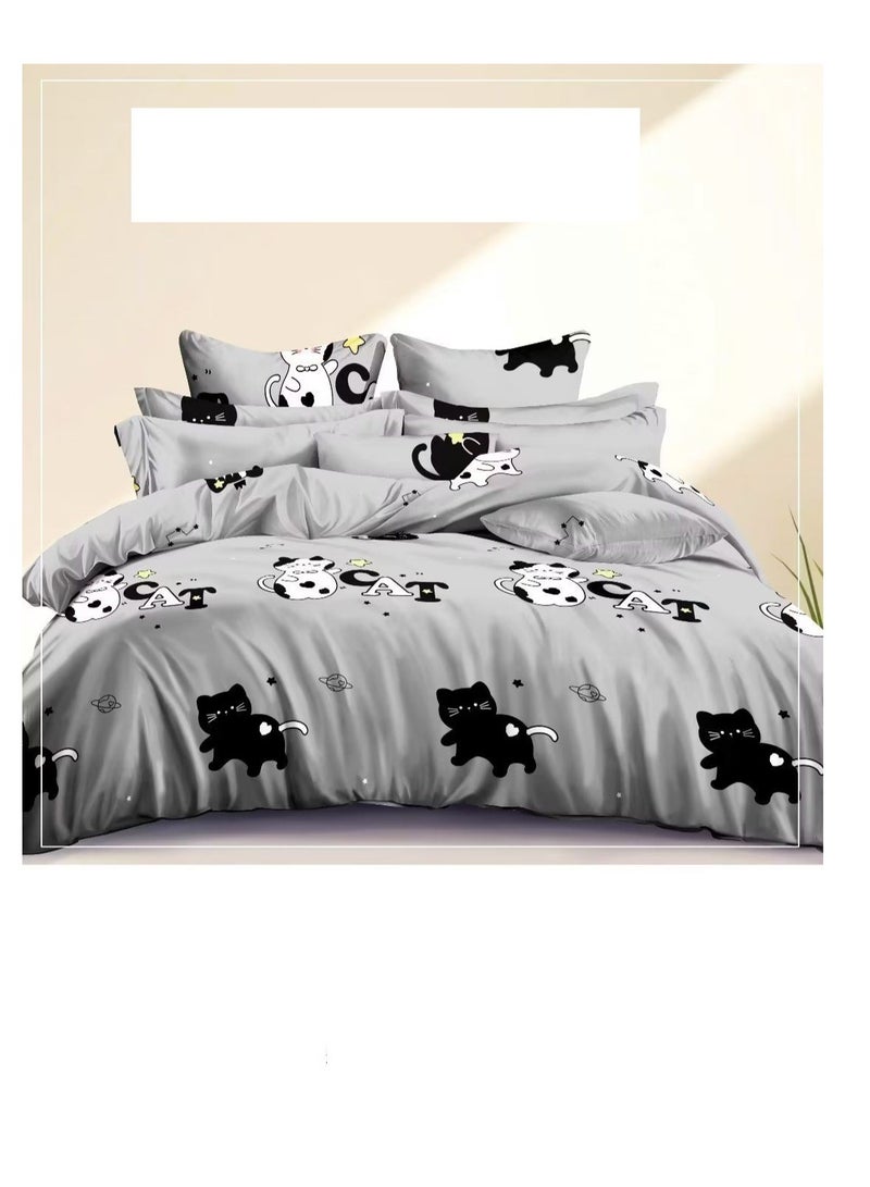 3D Comforters Queen Size Cartoon characters bedding set with fixed duvet insert, fitted bedsheet and pillowcase, 4-Pieces set QU14