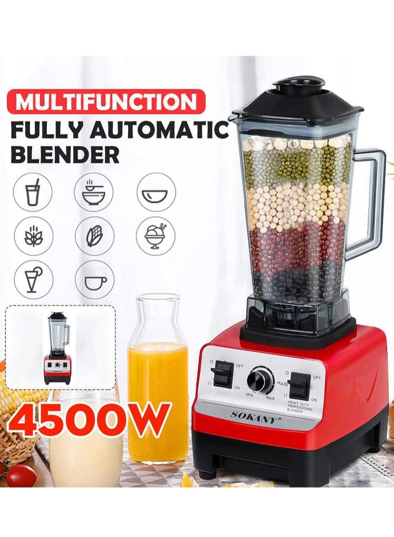 4500W Blender 2L Single Jar for Greens, Soybean, Milk, Corn, Soup, Fruits, Spices SK-444 Red