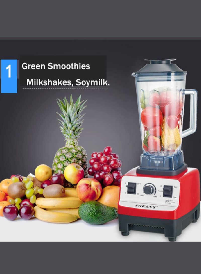 4500W Blender 2L Single Jar for Greens, Soybean, Milk, Corn, Soup, Fruits, Spices SK-444 Red