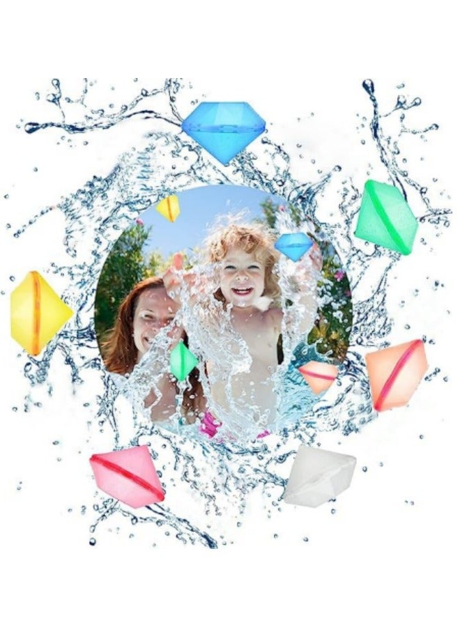 Reusable Water Balloons Quick Fill,6-Piece Magnetic Water Balloons Self Sealing Refillable Water Balloons Water Toys Pool Toys For Kids Adults Water Fight Outdoor Games, Diamond