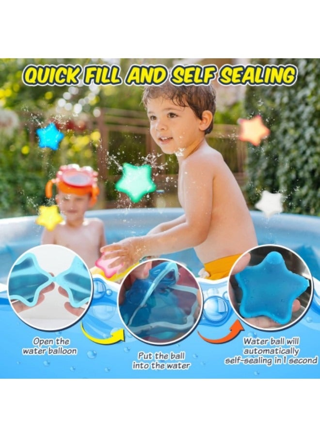 Reusable Water Balloons Quick Fill,6-Piece Magnetic Water Balloons Self Sealing Refillable Water Balloons Water Toys Pool Toys For Kids Adults Water Fight Outdoor Games, Star