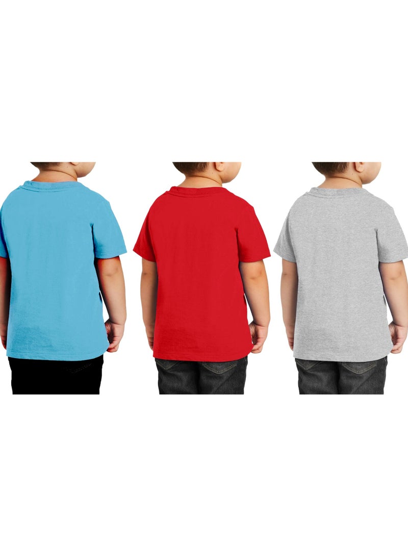 Kids Multi Color Combo Printed Design T-shirt For Boys - Fashionable Short Sleeve T-Shirt - Casual Daily Shirt For Kids - Assorted Colors