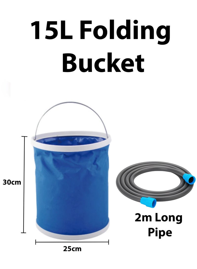 Portable Outdoor Shower Foldable Bucket Kit For Travel and Camping Rechargeable Battery Water Pump USB Cable 2m Hose for Outdoor Car Washing Pet Cleaning Plants Watering kitchen