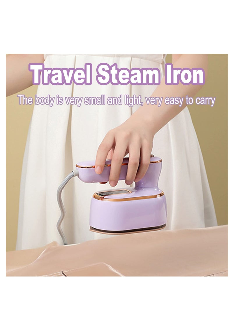 Mini Steam Iron, 1000W Foldable Handheld Ceramic Nonstick Soleplate, 20s Fast Heat Up, Portable Steamer, for Home Travel, Safe Fabrics Ironing (British Regulatory)