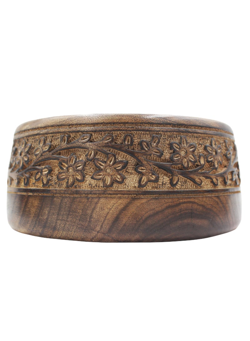 Handmade Wooden Bowl With Carving Work 7x3 Inch