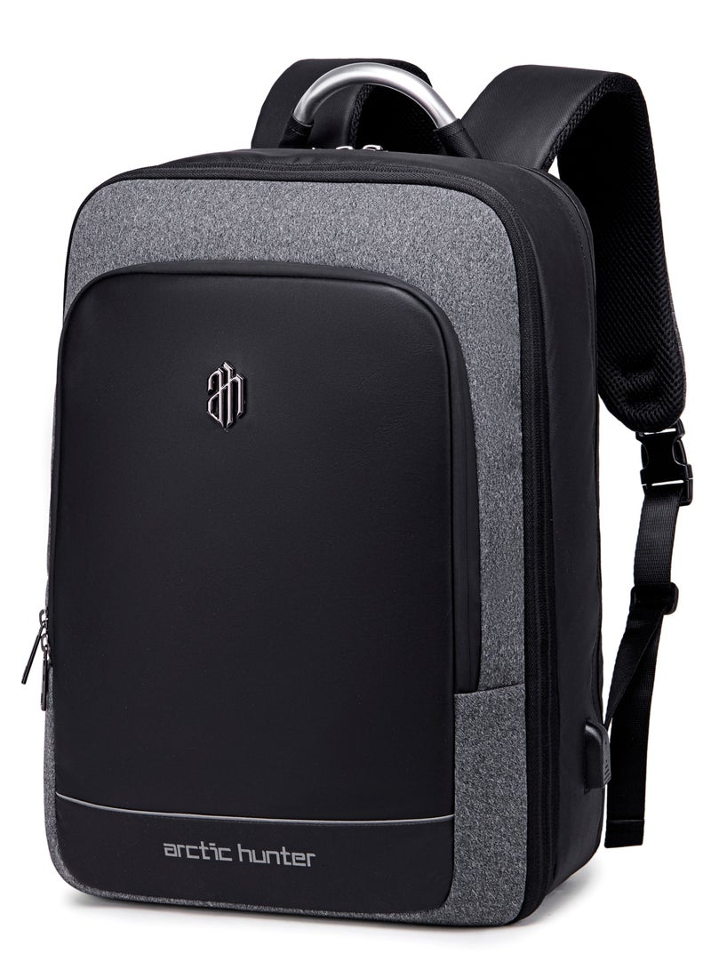 Expandable Travel Backpack Convertible Hand Carry bag with USB charging port with TSA friendly Opening laptop Bag for Unisex B00227L Dark Grey