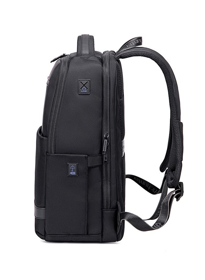 Classic Business Travel Backpack School Shoulder Book Laptop Bag with Laptop Compartment for Men and Women B00498 Black