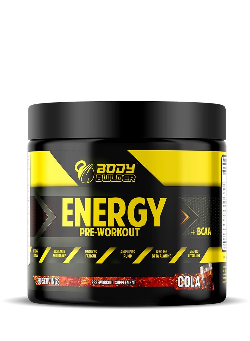 Energy Pre workout Plus BCAA, Endurance and Focus, Cola Flavor, (240g)30 Servings