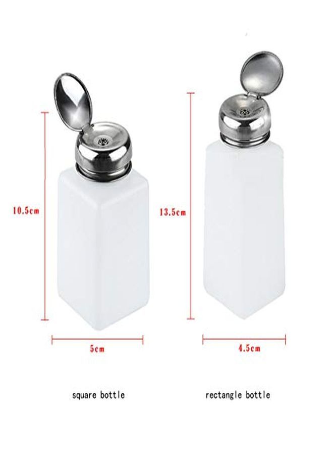 2Pcs 200Ml Nail Polish Remover Bottles Pump Dispenser Bottle Alcohol Liquid Press Pumping Dispenser Empty Bottle For Nail Polish And Makeup Remover (Square)