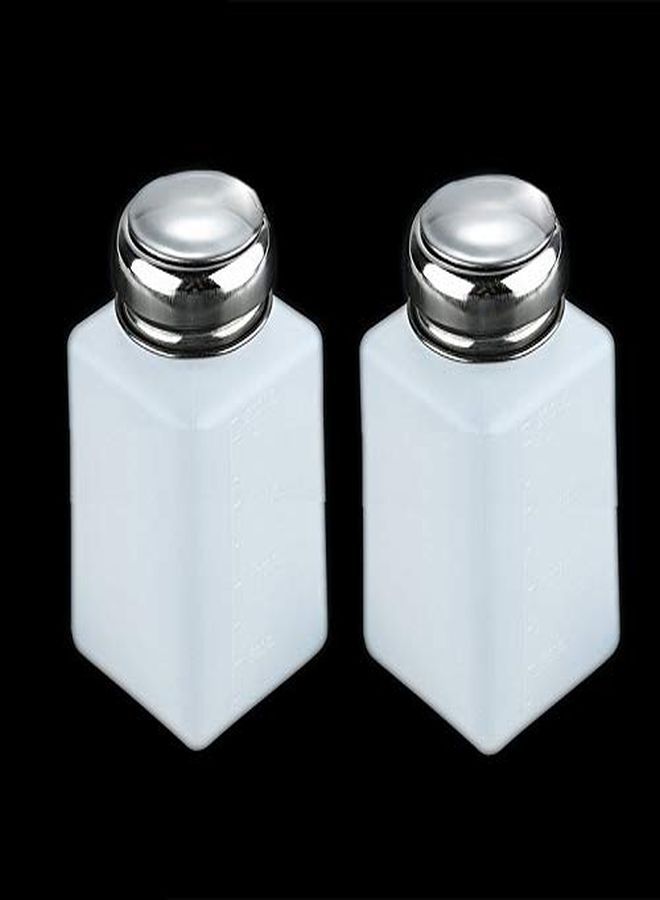 2Pcs 200Ml Nail Polish Remover Bottles Pump Dispenser Bottle Alcohol Liquid Press Pumping Dispenser Empty Bottle For Nail Polish And Makeup Remover (Square)