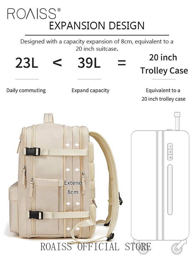 High Capacity Business Travel Backpack Expandable Luggage Bag for Short Trips Dry and Wet Separation Scientific Storage Business Computer Bag Simple Solid Color Design with Independent Shoe Storage