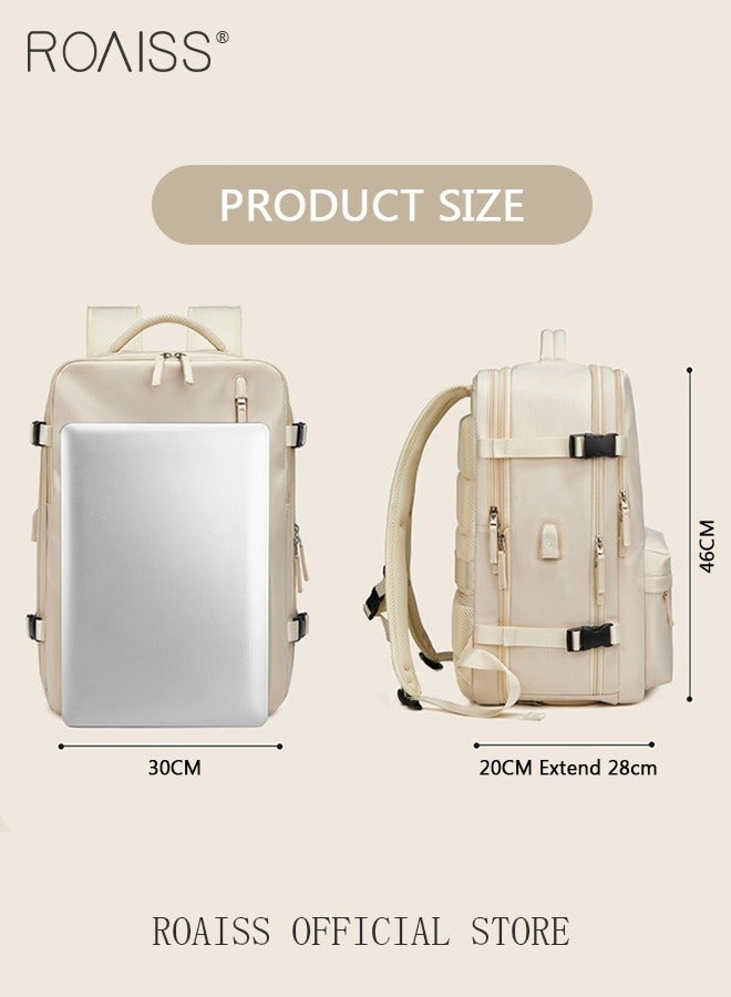 High Capacity Business Travel Backpack Expandable Luggage Bag for Short Trips Dry and Wet Separation Scientific Storage Business Computer Bag Simple Solid Color Design with Independent Shoe Storage