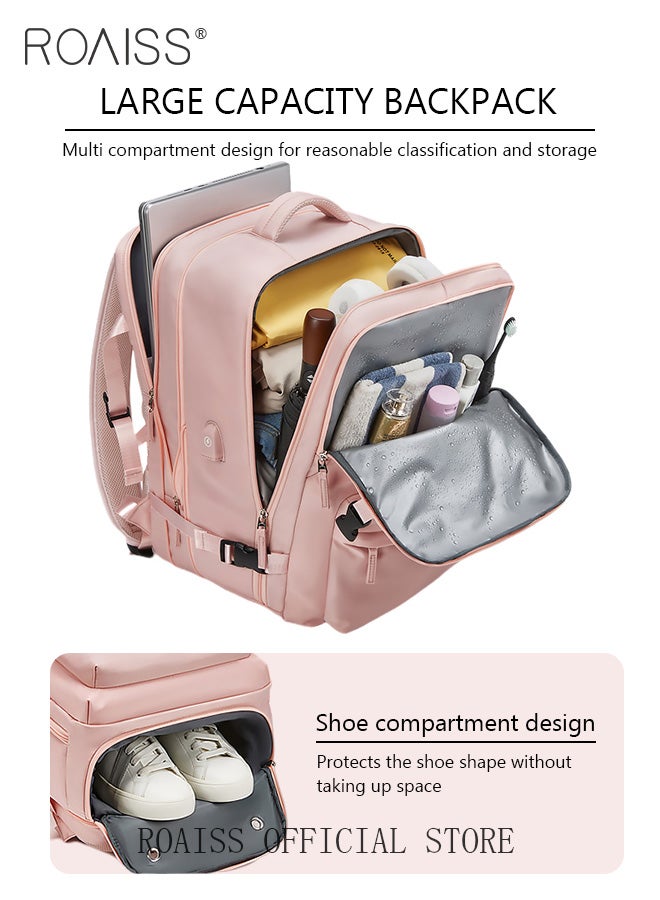 High Capacity Business Travel Backpack Expandable Luggage Bag for Short Trips Dry and Wet Separation Scientific Storage Business Computer Bag Simple Solid Color Design with Independent Shoe Storage