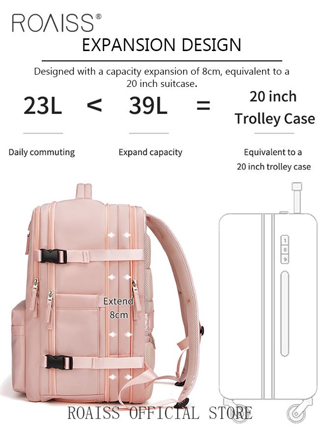 High Capacity Business Travel Backpack Expandable Luggage Bag for Short Trips Dry and Wet Separation Scientific Storage Business Computer Bag Simple Solid Color Design with Independent Shoe Storage