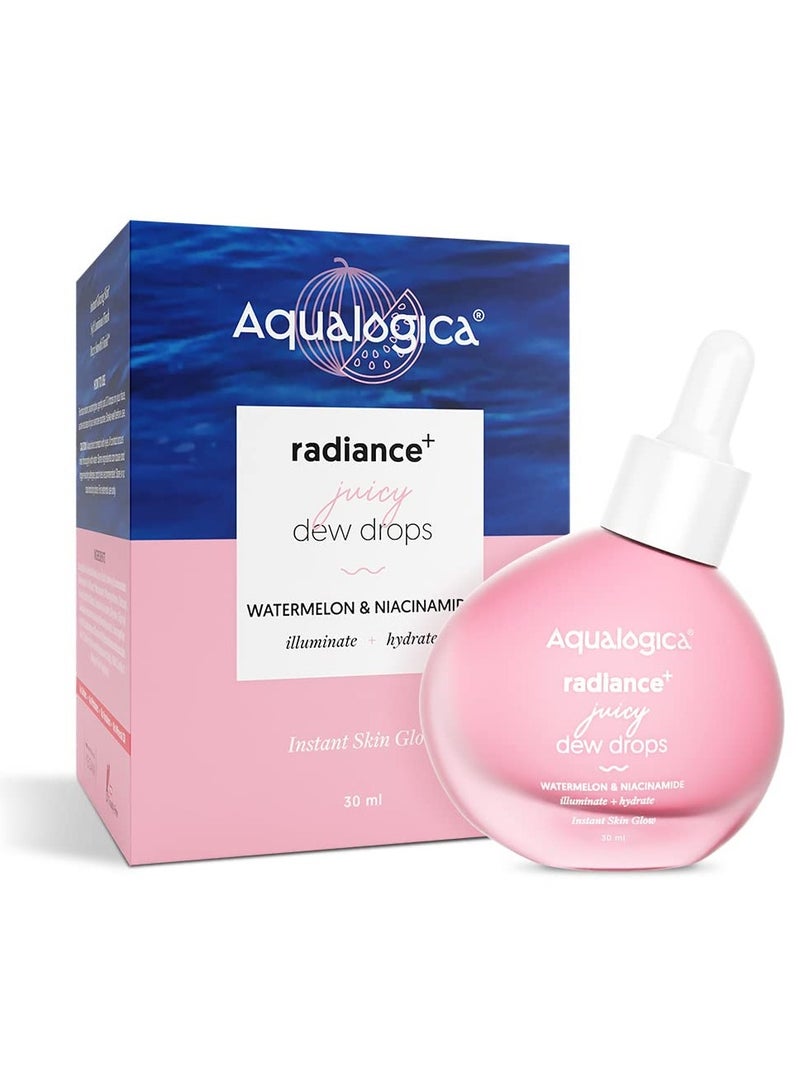 Aqualogica Radiance Juicy Dew Drops Illuminating Face Serum With Watermelon and Niacinamide Serum for Glowing 30ml