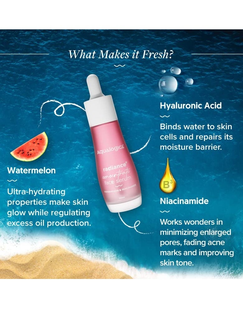 Aqualogica Concentrate Face Serum with Watermelon Radiant Look For Glowing Oily and Dry Skin 30ml