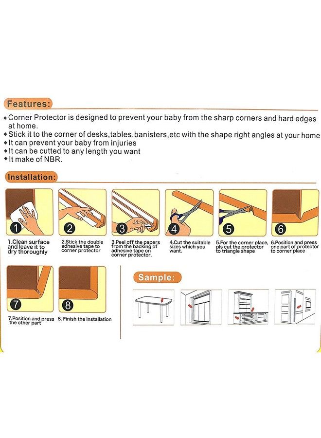 Set Of 2 Brown Baby Safety Strip Edge Guard Cushion Corner Cover Tape Infant Bump Protector